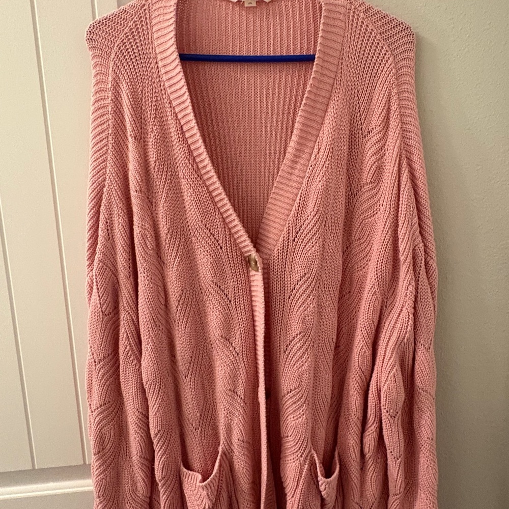 Terra & Sky Pink Cable Knit Cardigan